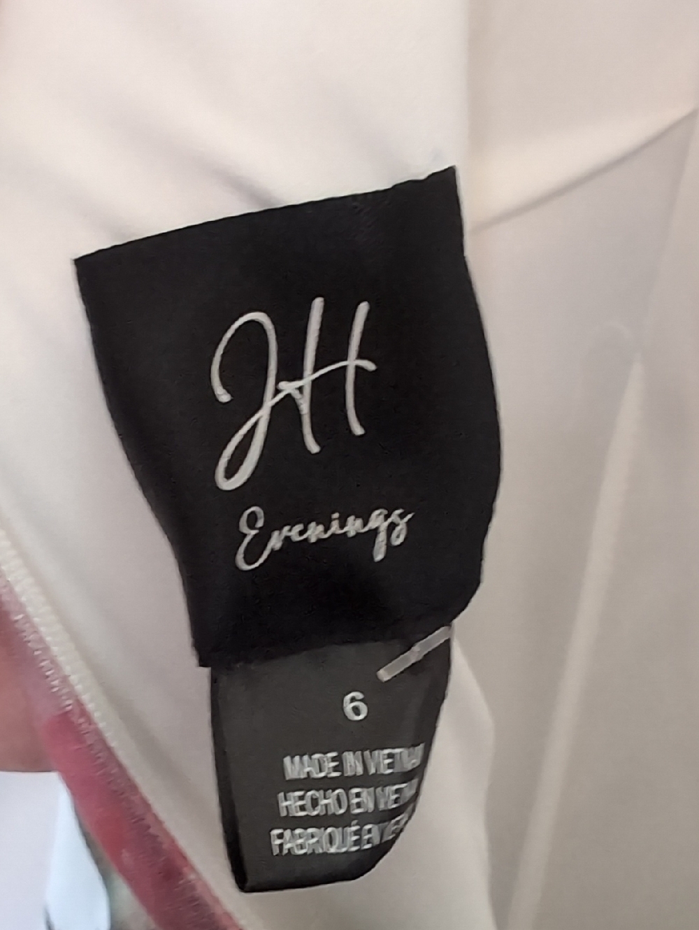 JH Evenings Floral White Metallic Flutter Dress V Back Size 6 New With Tags - Picture 2 of 6